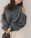 NICE CLAUP / OLIVE des OLIVE OUTLET(ナイスクラップ  / オリーブ デ オリーブ アウトレット) デートや推し活にぴったり【RMAF】着映える♡肌見せパールニット