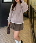 NICE CLAUP / OLIVE des OLIVE OUTLET(ナイスクラップ  / オリーブ デ オリーブ アウトレット) 【RMAF】バックリボンベロアモールケーブルニット