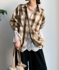 DOUDOU(ドゥドゥ) オンブレチェックドロストシャツ
