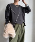 DOUDOU(ドゥドゥ) 【WEB限定】裏毛配色ステッチ切替トップス