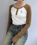 mline(エムライン) [mline]配色ヘンリーＴシャツ