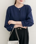 natural couture(ナチュラルクチュール) 【WEB限定】レースフロントピンタックブラウス