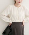 natural couture(ナチュラルクチュール) 【WEB限定】レースフロントピンタックブラウス