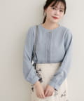 natural couture(ナチュラルクチュール) 【WEB限定】レースフロントピンタックブラウス