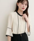 natural couture(ナチュラルクチュール) 【WEB限定】ピンタックフレアカフス袖ブラウス