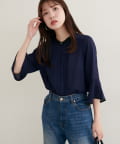 natural couture(ナチュラルクチュール) 【WEB限定】ピンタックフレアカフス袖ブラウス