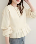 natural couture(ナチュラルクチュール) 【WEB限定】裾フリルペプラムカーデ