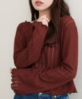 natural couture(ナチュラルクチュール) 【WEB限定】透かしカットソー配色TOPS