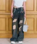 NICE CLAUP / OLIVE des OLIVE OUTLET(ナイスクラップ  / オリーブ デ オリーブ アウトレット) 【OLIVE des OLIVE】ワイドデニムパンツ