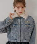 Chico(チコ) 【WEB限定】ファー取り外し胸ロゴショート丈ブルゾン