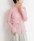 NOLLEY'S(ノーリーズ) 【WEB限定カラーあり】カシミヤ混ガーゼ風リブクルーネックミディ丈カーディガン