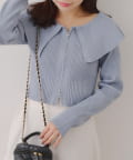 NICE CLAUP / OLIVE des OLIVE OUTLET(ナイスクラップ  / オリーブ デ オリーブ アウトレット) 華奢見え叶う♡【RMAF】BIG衿ZIPカーデ