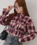 NICE CLAUP / OLIVE des OLIVE OUTLET(ナイスクラップ  / オリーブ デ オリーブ アウトレット) 【RMAF】胸リボンチェックシャツ