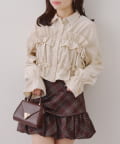 NICE CLAUP / OLIVE des OLIVE OUTLET(ナイスクラップ  / オリーブ デ オリーブ アウトレット) 【RMAF】胸リボンチェックシャツ