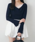 mline(エムライン) [mline]レースレイヤード オフショルニット