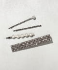 3COINS(スリーコインズ) ビジューパールヘアクリップ4個セット