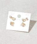 3COINS(スリーコインズ) ハートキラキラピアス6個セット