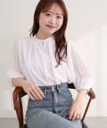 natural couture(ナチュラルクチュール) 【WEB限定】プリーツスリーブきれいめブラウス
