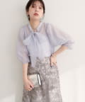 natural couture(ナチュラルクチュール) 【WEB限定】〈osono〉配色シアーボウタイブラウス