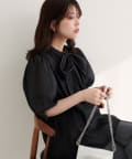 natural couture(ナチュラルクチュール) 【WEB限定】〈osono〉配色シアーボウタイブラウス