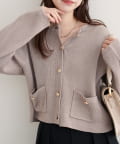 natural couture(ナチュラルクチュール) 【WEB限定】ボタンポケットカーディガン