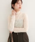 natural couture(ナチュラルクチュール) フロッキーメッシュボトルネックプルオーバー