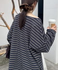 CIAOPANIC TYPY(チャオパニックティピー) シアースラブボーダーワンポイント刺繍オーバTee