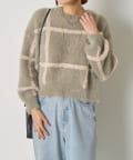 Jena　espace merveilleux(ジェナ　エスパスメルヴェイユ) チェック柄シャギーニット