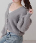 NICE CLAUP / OLIVE des OLIVE OUTLET(ナイスクラップ  / オリーブ デ オリーブ アウトレット) モテふわ♡【RMAF】ラメフェザー色々釦カーデ