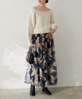 NICE CLAUP / OLIVE des OLIVE OUTLET(ナイスクラップ  / オリーブ デ オリーブ アウトレット) 【natural couture】大花プリントメッシュスカート
