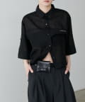 NICE CLAUP / OLIVE des OLIVE OUTLET(ナイスクラップ  / オリーブ デ オリーブ アウトレット) 【LARUTA】シアー半袖刺繍ロゴシャツ