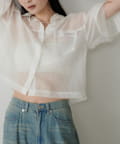 NICE CLAUP / OLIVE des OLIVE OUTLET(ナイスクラップ  / オリーブ デ オリーブ アウトレット) 【LARUTA】シアー半袖刺繍ロゴシャツ