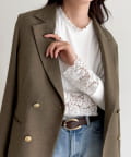 FREDY & GLOSTER(フレディ アンド グロスター) レーススリーブ衿フリルロンTシャツ