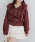 NICE CLAUP / OLIVE des OLIVE OUTLET(ナイスクラップ  / オリーブ デ オリーブ アウトレット) 【RMAF】フェザークロスフリルニット