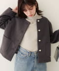 natural couture(ナチュラルクチュール) 【WEB限定】ハート釦ほっこり素材コートジャケット
