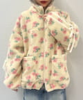 w closet(ダブルクローゼット) 【9/13(土)～アウター10％オフ対象】花柄ボアラインブルゾン