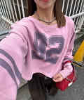 CIAOPANIC(チャオパニック) 裾ドロストナンバリングショートスウェット