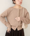 natural couture(ナチュラルクチュール) 【WEB限定】パール釦総針カーデ