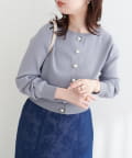natural couture(ナチュラルクチュール) 【WEB限定】パール釦総針カーデ