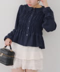NICE CLAUP / OLIVE des OLIVE OUTLET(ナイスクラップ  / オリーブ デ オリーブ アウトレット) 【RMAF】シャーリングBIG衿ブラウス