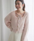 La boutique BonBon(ラブティックボンボン) フェザーヤーン片畦リボンカーディガン