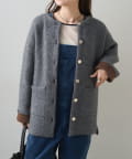 PUAL CE CIN(ピュアルセシン) Wフェイスニットノーカラーハーフコート