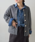 PUAL CE CIN(ピュアルセシン) Wフェイスニットノーカラージャケット