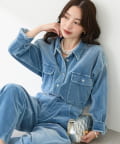 La boutique BonBon(ラブティックボンボン) 【セットアップ可】別珍デニムシャツ