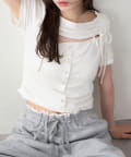 NICE CLAUP / OLIVE des OLIVE OUTLET(ナイスクラップ  / オリーブ デ オリーブ アウトレット) 【one after another】胸あきトップス