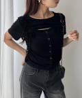 NICE CLAUP / OLIVE des OLIVE OUTLET(ナイスクラップ  / オリーブ デ オリーブ アウトレット) 【one after another】胸あきトップス