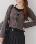 NICE CLAUP / OLIVE des OLIVE OUTLET(ナイスクラップ  / オリーブ デ オリーブ アウトレット) トレンドのドット柄あり【RMAF】レースUPテレコトップス