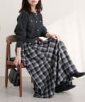 natural couture(ナチュラルクチュール) 【WEB限定】ハイウエストサーキュラーチェックスカート