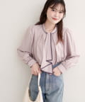 natural couture(ナチュラルクチュール) 【WEB限定】配色ボウタイ２WAYブラウス
