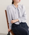 natural couture(ナチュラルクチュール) 【WEB限定】配色ボウタイ２WAYブラウス